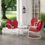 Crosley Furniture Griffith 4-Piece Metal Outdoor Conversation Set with Table, Loveseat, and 2 Chairs - Red Crosley Furniture Griffith 4-Piece Metal Outdoor Conversation Set with Table, Loveseat, and 2 Chairs - Red