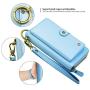 JAZ iPhone 8 Wallet Case / iPhone 7 Wallet Case - Multi-Function Money Pocket Wristlets Zipper Purse Detachable Magnetic 14 Card Slots Leather Wallet Case for Apple iPhone 8 / 7 / 6S / 6 Sky Blue