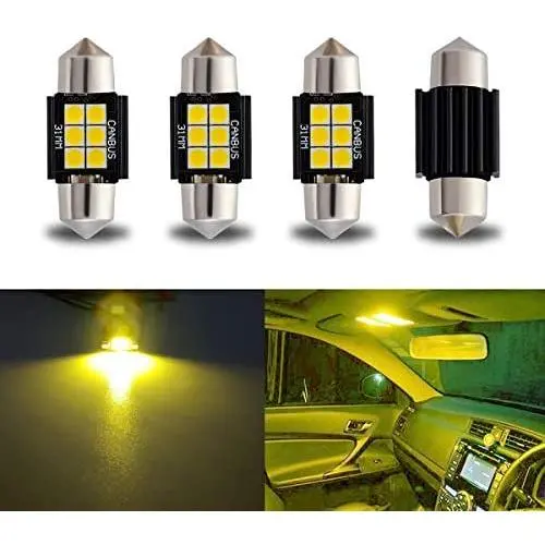 iBrightstar Newest 9-30V Extremely Bright DE3175 DE3021 Festoon Error Free 1.25'' 31mm LED for Interior Map Dome Lights and License Plate Courtesy Lights, Yellow iBrightstar Newest 9-30V Extremely Bright DE3175 DE3021 Festoon Error Free 1.25'' 31mm LED for Interior Map Dome Lights and License Plate Courtesy Lights, Yellow