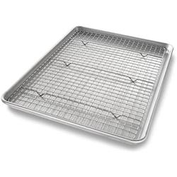 USA Pan Half Sheet Baking Pan and Bakeable Nonstick Cooling Rack, Metal