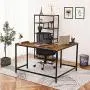 HOOBRO L-Shaped Computer Desk, Industrial Corner Writing Desk, Large PC Laptop Study Table Workstation for Home Office, Space-Saving, Sturdy Metal Frame, Rustic Brown BF30DN01