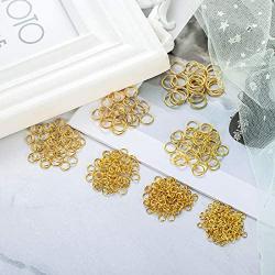 HooAMI 1450pcs Gold Plated Open Jump Rings 3mm 4mm 5mm 6mm 7mm 8mm 10mm Box Set for DIY Jewelry Making Findings