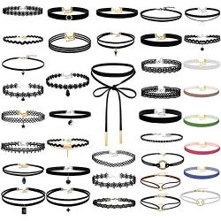 Paxcoo 50Pcs Black Choker Necklaces Set for Teen Girls and Women