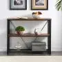 FELLYTN Console Tables for Entryway, Industrial Sofa Table with Metal Mesh Shelf 3 Tier Hallway Table, 40 Inch Rustic Brown FELLYTN Console Tables for Entryway, Industrial Sofa Table with Metal Mesh Shelf 3 Tier Hallway Table, 40 Inch Rustic Brown