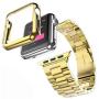 HUANLONG Compatible with Apple Watch Band, Solid Stainless Steel Metal Strap Band w/Adapter+Case Cover for Apple Watch iWatch 38mm (H Gold 38mm)