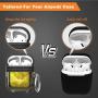 Lauzq Metal Airpods Case,Hard Case Cover Full Protective Skin Cover Shockproof Compatible Airpods 1&2 Charging Case(Not for Wireless Charging),Dual-Layer Silicone & Anti-Lost Keychain