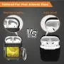 Lauzq Metal Airpods Case,Hard Case Cover Full Protective Skin Cover Shockproof Compatible Airpods 1&2 Charging Case(Not for Wireless Charging),Dual-Layer Silicone & Anti-Lost Keychain