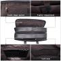 Texbo Mens Solid Full Grain Cowhide Leather Large 17 Inch Laptop Briefcase Messenger Bag Tote with YKK Zippers (Black -Calfskin Leather)