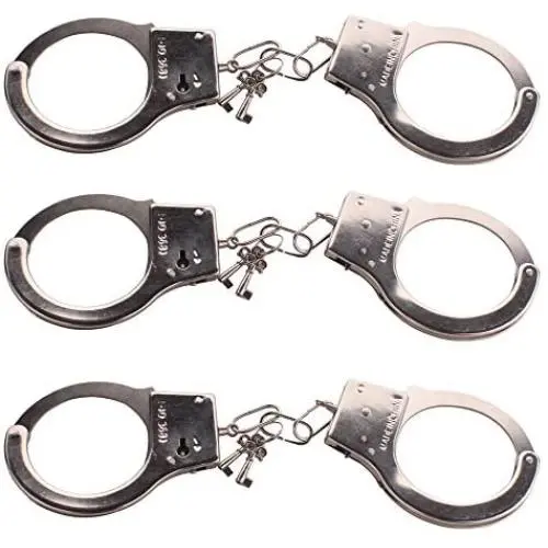 HAZOULEN 3 Pack Kids Play Toy Metal Handcuffs with Key for Swat Police Role Play Kids Party Supplies HAZOULEN 3 Pack Kids Play Toy Metal Handcuffs with Key for Swat Police Role Play Kids Party Supplies