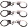 HAZOULEN 3 Pack Kids Play Toy Metal Handcuffs with Key for Swat Police Role Play Kids Party Supplies