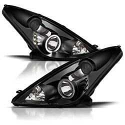 AmeriLite Projector Headlights Halo Black for Toyota Celica - Passenger and Driver Side