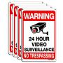 Video Surveillance Sign 4-Pack , HISVISION No Trespassing Metal Reflective Warning Sign ,UV Protected & Waterproof, 10''x 7'' 0.40 Aluminum Indoor Or Outdoor Use for Home Business CCTV Security Camera
