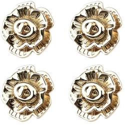 Quluxe 4 Pcs Purses Locks Clutches Closures, Flower Shaped Metal Twist Locks, Purse Closure Turn Locks Twist Locks Turn Locks for Purses- Gold