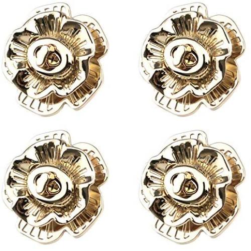 Quluxe 4 Pcs Purses Locks Clutches Closures, Flower Shaped Metal Twist Locks, Purse Closure Turn Locks Twist Locks Turn Locks for Purses- Gold