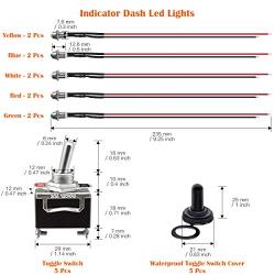 Rustark 5 pcs Heavy Duty 2 Pin ON/Off 15A 250V 20A 125V Rocker Toggle Switch with 5 pcs Rubber Waterproof Boot Cover, 10 pcs 12v LED Metal Indicator Dash Light Auto Accessories for Car Truck Boat