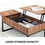 WLIVE Wood Lift Top Coffee Table with Hidden Storage Compartment, Side Drawer and Metal Frame, Lift Tabletop Dining Table for Home, Living Room, Office