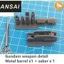 Expansion Unit Armed Gun Detail for 1/100 Scale Gundam Model Kit MG RX 78-2 Metal Barrel x 1 + Plastic Saber x 1