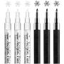 Paint Pen White Black Acrylic Marker Set for Rock Wooden Tire Metal Leather Glass Painting, 0.7mm Fine Point Quick Drying (3pcs Black +3pcs White)