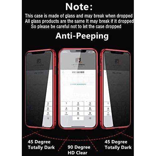 Anti-Spy Anti-Peeping iPhone Xs Max 360° Full Body Case,Clear Double Sided Tempered Glass [Magnetic Adsorption] Metal Bumper Protection Privacy Cover for iPhone Xs MAX (Silver, iPhoneXSMAX)