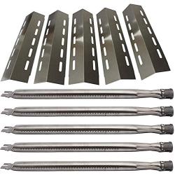 Htanch SC0500701 (5-Pack) SA3041 (5-Pack) Stainless Steel Heat Plate & Stainless Steel Burner Replacement for Ducane 5 Burner 30500701,30500097,30400045,30500702,30400043,30400042 Gas Grill