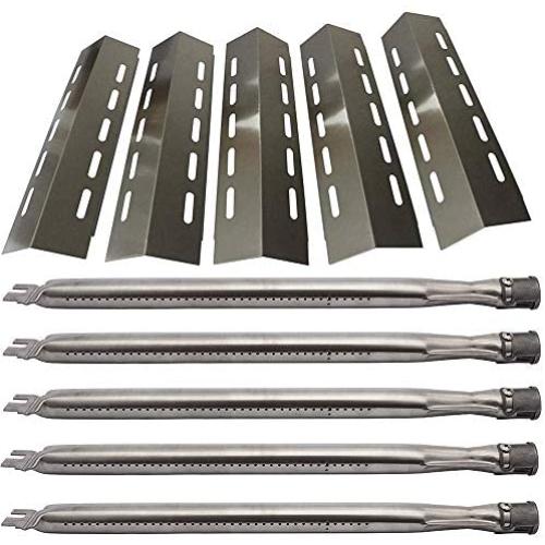 Htanch SC0500701 (5-Pack) SA3041 (5-Pack) Stainless Steel Heat Plate & Stainless Steel Burner Replacement for Ducane 5 Burner 30500701,30500097,30400045,30500702,30400043,30400042 Gas Grill