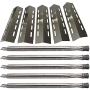 Htanch SC0500701 (5-Pack) SA3041 (5-Pack) Stainless Steel Heat Plate & Stainless Steel Burner Replacement for Ducane 5 Burner 30500701,30500097,30400045,30500702,30400043,30400042 Gas Grill