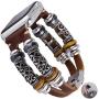 Vikoros Vintage Leather Strap Compatible with Apple Watch 38mm 40mm 42mm 44mm, Handmade Boho Fancy Cuff Bracelet Replacement Wristband for iWatch Series 5/4/3/2/1 Sport Women