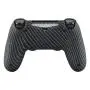 eXtremeRate Black Silver Carbon Fiber Bottom Shell, Soft Touch Back Housing Case Cover, Game Improvement Replacement Parts for Playstation 4 PS4 Slim Pro Controller JDM-040, JDM-050 and JDM-055