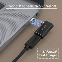 Magnetic USB C Adapter for MacBook Pro, Basevs 4.3A 87W Fast Charge Type C Converter for MacBook (Pro), Samsung S8, Dell XPS, and Other USB C Devices. (Upgrade Version-Black)