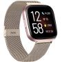 ZWGKKYGYH Compatible with Fitbit Versa 2/Versa/Versa Lite Bands for Women Men, Metal Mesh Magnetic Band Stainless Steel Bracelet Strap Replacement for Fitbit Versa Smartwatch, Champagne Large