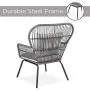 Best Choice Products 3-Piece Outdoor All-Weather Wicker Conversation Bistro Furniture Set w/ 2 Chairs and Glass Top Side Table, Gray