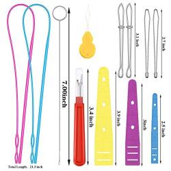 Needle Threader for Hand Sewing of 15 Pieces, Including Plastic and Metal Needle Threader, Metal Tweezers, Wire Remover, Measuring Tape