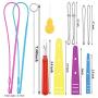 Needle Threader for Hand Sewing of 15 Pieces, Including Plastic and Metal Needle Threader, Metal Tweezers, Wire Remover, Measuring Tape
