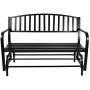 Sunnydaze Outdoor Glider Garden Bench - 50 Inch Black Park Bench - Durable Metal Porch Glider Seat - 2-Person Patio Furniture - Deck Swing - Perfect for Porch, Garden, Sunroom, Backyard or Deck