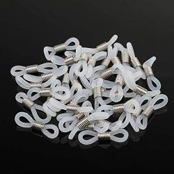 HIFOT 40pcs Holder Chain Glasses Ends Spectacle Chain Strap Loop Ends of Glass Cord Ends of Eyeglass Chain Holder Silicone Lanyard Strap Silver