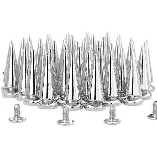 RUBYCA 25MM 10 Sets Large Metal Big Tree Spikes and Studs Metallic Screw-Back for DIY Leather-Craft Silver Color RUBYCA 25MM 10 Sets Large Metal Big Tree Spikes and Studs Metallic Screw-Back for DIY Leather-Craft Silver Color