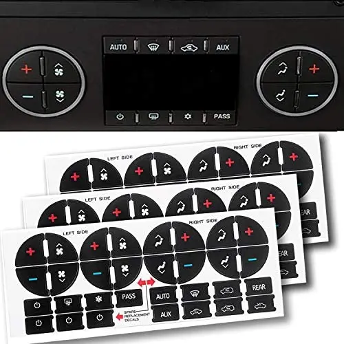 TraderPlus 3 Pack Replacement AC Dash Button Sticker Repair Kit Fit TraderPlus 3 Pack Replacement AC Dash Button Sticker Repair Kit Fit