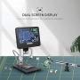 Linkmicro Digital Microscope with Endoscope Image Switchable 7 Inch Screen Two Camera Real Time Sync Play with Metal Adjustable Stand for Material Inspection, Phone Repair and SMT/BGA Soldering Tools