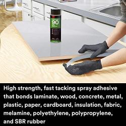 3M Hi-Strength 90 Spray Adhesive, Permanent, Bonds Laminate, Wood, Concrete, Metal, Plastic, Clear Glue, Net Wt 17.6 oz, Will Spray Upside Down