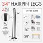 34 Inch Hairpin Legs – 4 Easy to Install Metal Legs for Furniture – Mid-Century Modern Legs for Coffee and End Tables, Chairs, Home DIY Projects + Bonus Rubber Floor Protectors by INTERESTHING Home