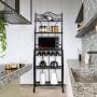 ROVSUN Upgrade Multiuse 5-Tier Metal Kitchen Bakers Rack , Microwave Storage Rack Oven Stand with Wine Storage Organizer Workstation Black (25'' x 16'' x 68'')