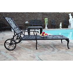 A Pair of 2 Sienna Collection Cast Aluminum Powder Coated Chaise Lounge with Lite Brown Seat Cushions SA01