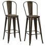 DHP Luxor 30'' Metal Wood Seat, Antique Bronze, Set of 2 Bar Stool