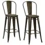 DHP Luxor 30'' Metal Wood Seat, Antique Bronze, Set of 2 Bar Stool DHP Luxor 30'' Metal Wood Seat, Antique Bronze, Set of 2 Bar Stool