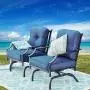 Festival Depot 2 of Outdoor Patio Bistro Armrest Chairs with Cushions Set Premium Fabric Metal Frame Furniture Set Garden Dining Seating Chair Thick & Soft Cushions (Blue) Festival Depot 2 of Outdoor Patio Bistro Armrest Chairs with Cushions Set Premium Fabric Metal Frame Furniture Set Garden Dining Seating Chair Thick & Soft Cushions (Blue)