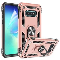 Galaxy S10E Case with HD Screen Protector, Gritup Military Grade 15ft. Drop Tested Cover with Magnetic Ring Kickstand Compatible with Car Mount Holder, Phone Case for Samsung Galaxy S10E Rose Gold