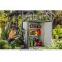Keter Premier Tall Resin Outdoor Storage Shed with Shelving Brackets for Patio Furniture, Pool Accessories, and Bikes, Grey & Black