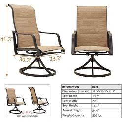 Top Space Patio Dining Chairs Textilene High Back Outdoor Swivel Rocker Set with All Weather Frame (Beige,Set of 2)