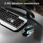 Rechargeable Wireless Keyboard and Mouse Combo, Ergonomic Metal Panel Keyboard with LED Backlight, 4-Color LED Backlight Optical Mice with Side Button, Easy to Clean, Anti-wear, for Office and Games Rechargeable Wireless Keyboard and Mouse Combo, Ergonomic Metal Panel Keyboard with LED Backlight, 4-Color LED Backlight Optical Mice with Side Button, Easy to Clean, Anti-wear, for Office and Games