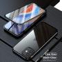 HENGHUI Case Compatible with iPhone 12 Mini Magnetic Clear Glass Case ，Aluminum Metal Bumper 360 Full-Body Protecive Cover Built-in Screen Protector (Black, iPhone12Mini)